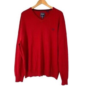 Chaps Cotton Cashmere Red V-Neck Sweater L‎